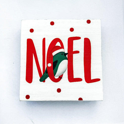 Christmas - Noel Bird Wood Wall Block