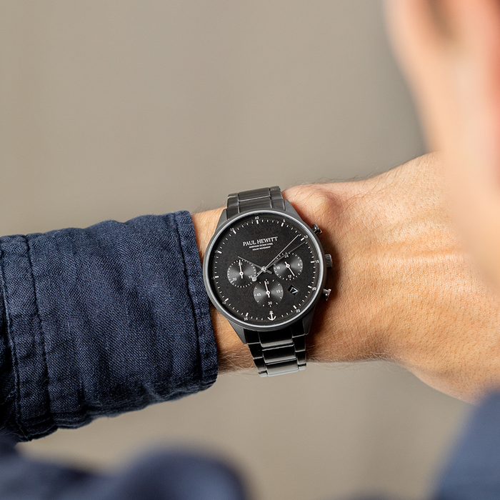 Chrono Uhr Gun Metal Schwarz