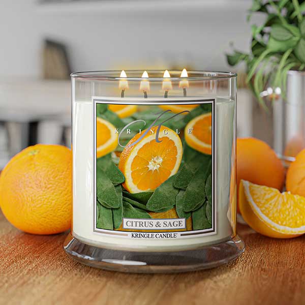 Citrus and Sage Scented 4-wick Candle Jar