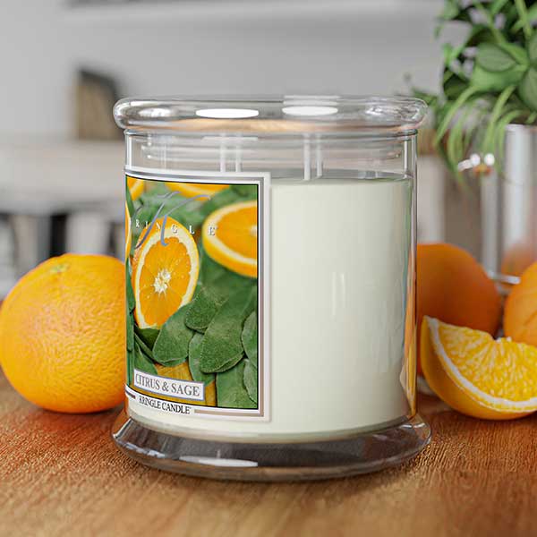 Citrus and Sage Scented 4-wick Candle jar