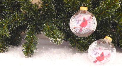 Clear 2 5/8" (67mm) Glass Ball with Reverse Print Cardinal (4)