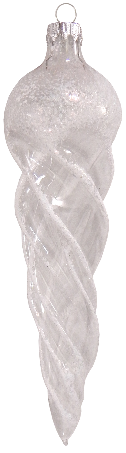 Clear Twisted Icicles with White Glitter (3)