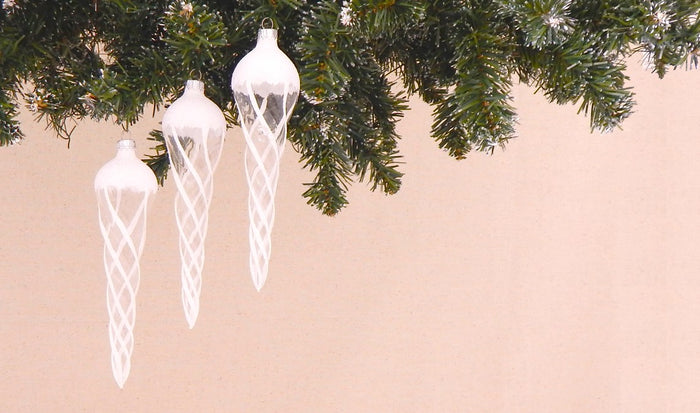 Clear Twisted Icicles with White Glitter (3)