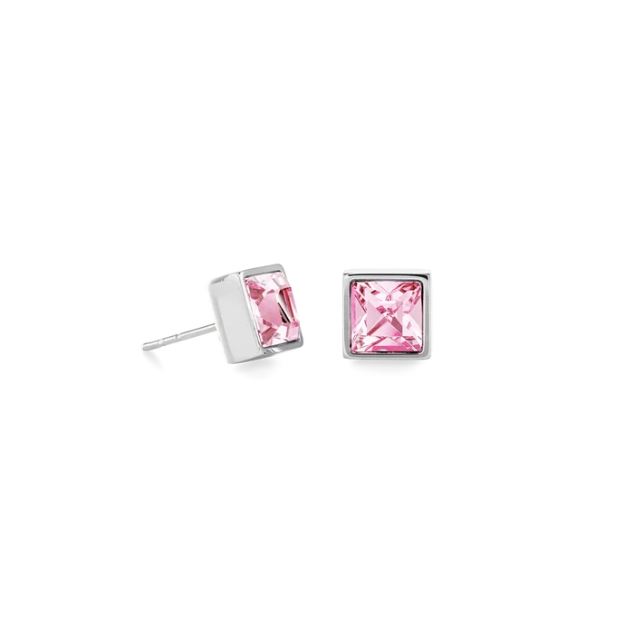 Coeur de Lion Brilliant Square big Ohrringe silber rosa - 0500/21-1917
