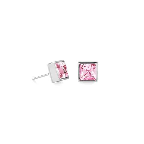 Coeur de Lion Brilliant Square big Ohrringe silber rosa - 0500/21-1917