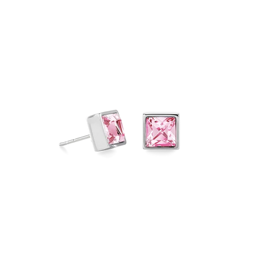 Coeur de Lion Brilliant Square big Ohrringe silber rosa - 0500/21-1917