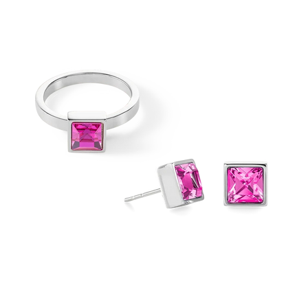 Coeur de Lion Brilliant Square big Ohrringe silber rosa - 0500/21-1917