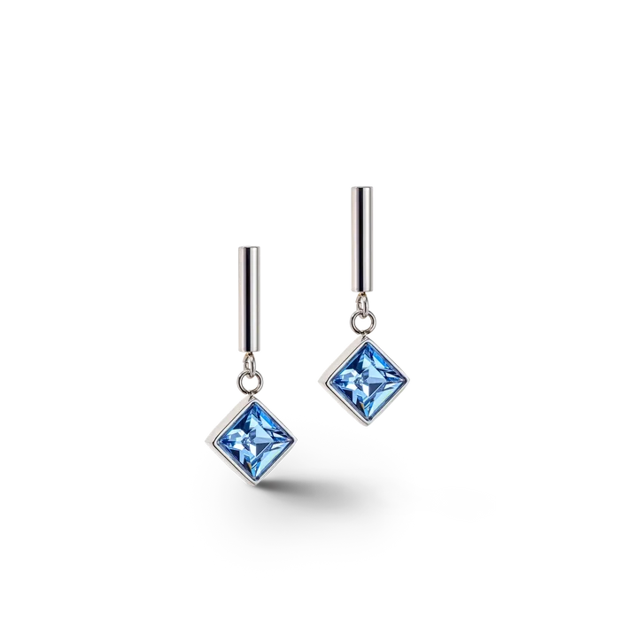 Coeur de Lion Brilliant Square Ohrringe silber-hellblau - 6006/21-0741