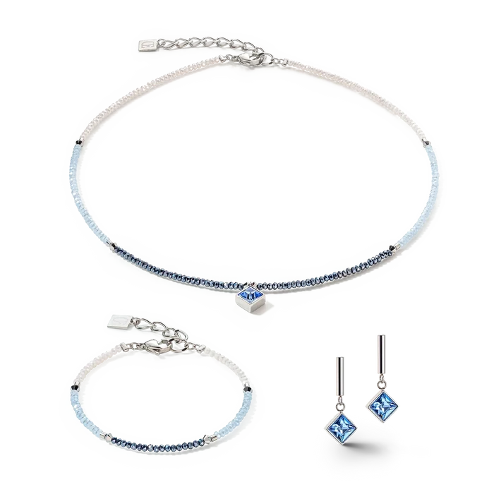 Coeur de Lion Brilliant Square Ohrringe silber-hellblau - 6006/21-0741