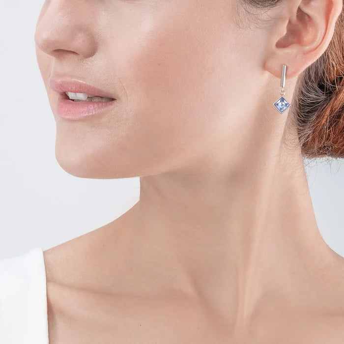 Coeur de Lion Brilliant Square Ohrringe silber-hellblau - 6006/21-0741