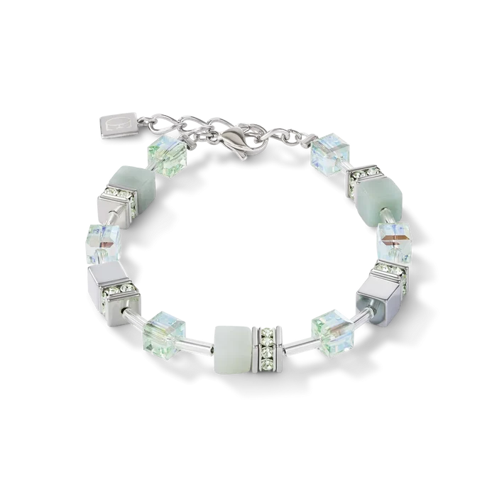 Coeur de Lion GeoCUBE® Armband Amazonit & Hämatit hellgrün - 4017/30-0520