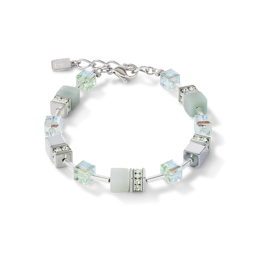 Coeur de Lion GeoCUBE® Armband Amazonit & Hämatit hellgrün - 4017/30-0520