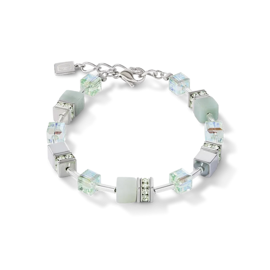 Coeur de Lion GeoCUBE® Armband Amazonit & Hämatit hellgrün - 4017/30-0520