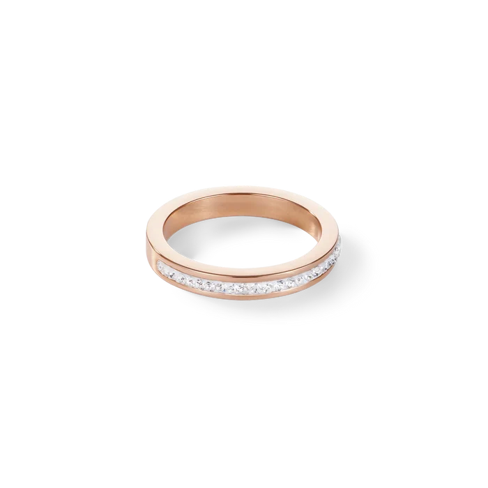 Coeur de Lion Ring Edelstahl gold & Kristalle Pavé kristall - 0129/40-1816
