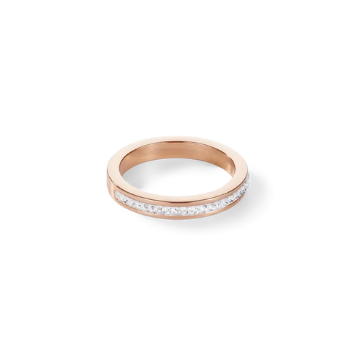 Coeur de Lion Ring Edelstahl gold & Kristalle Pavé kristall - 0129/40-1816