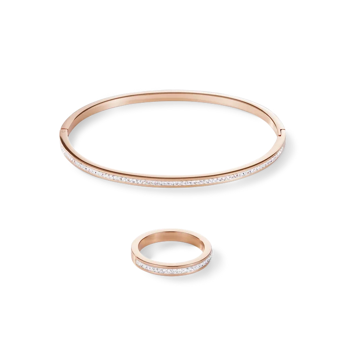 Coeur de Lion Ring Edelstahl gold & Kristalle Pavé kristall - 0129/40-1816