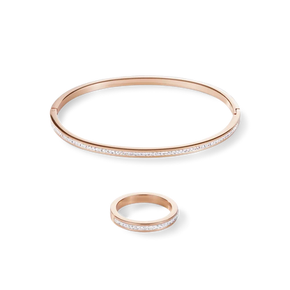 Coeur de Lion Ring Edelstahl gold & Kristalle Pavé kristall - 0129/40-1816