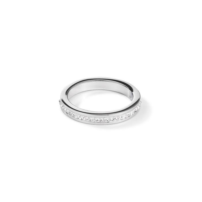 Coeur de Lion Ring stainless steel silver & crystals pavé crystal - 0129/40-1817