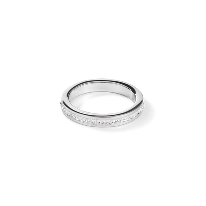 Coeur de Lion Ring stainless steel silver & crystals pavé crystal - 0129/40-1817