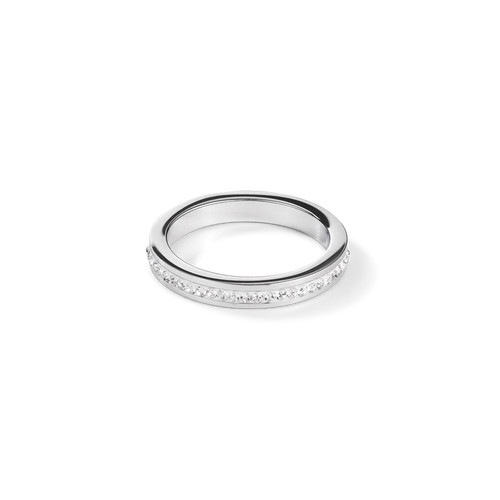 Coeur de Lion Ring stainless steel silver & crystals pavé crystal - 0129/40-1817