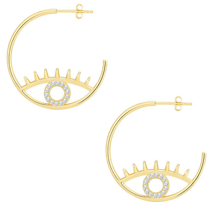 Creolen ALLSEHENDES AUGE mit Zirkonia gelbgold