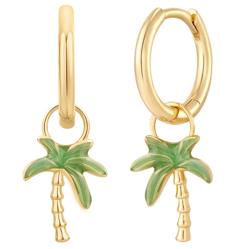 Creolen gold mit Anhänger Palme