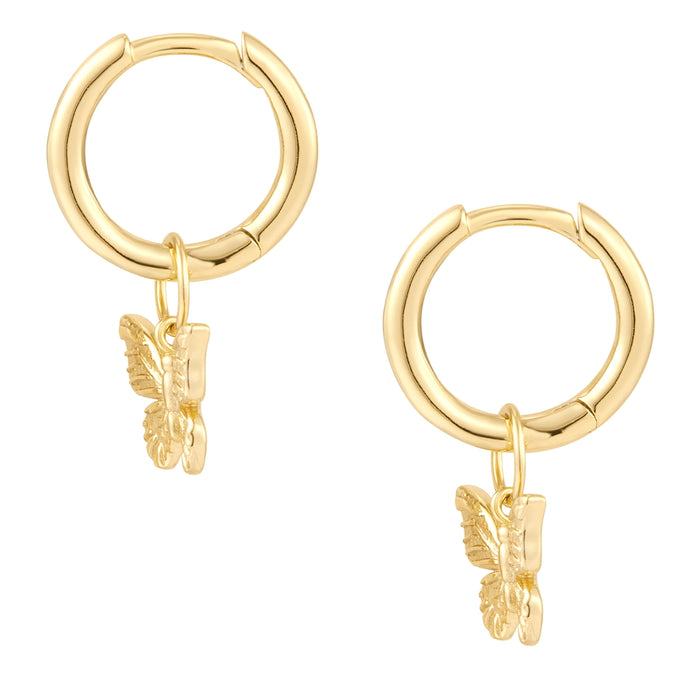 Creolen gold mit Anhänger Schmetterling