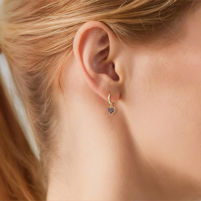 Creolen HERZ mit Zirkonia rot gelbgold