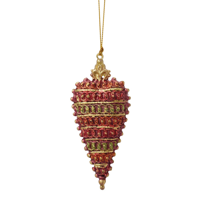 Crown Top Heart Orn Red