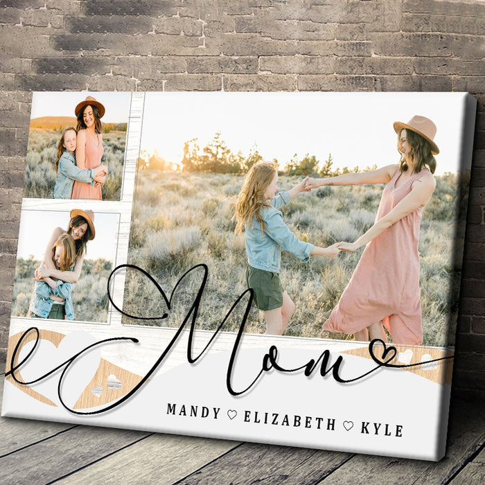 Custom Photo - Love You Mom - Personality Customized Canvas - Gift Mom Mother's Day Gift