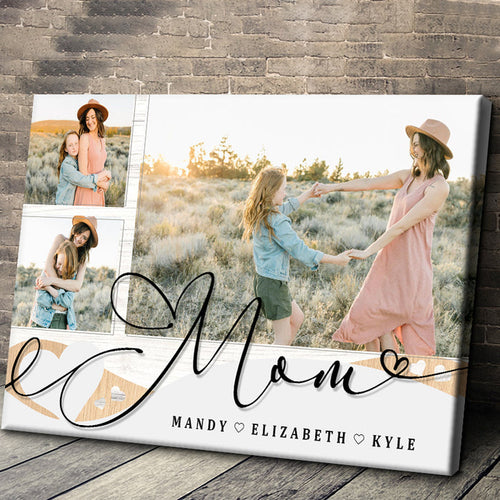 Custom Photo - Love You Mom - Personality Customized Canvas - Gift Mom Mother's Day Gift