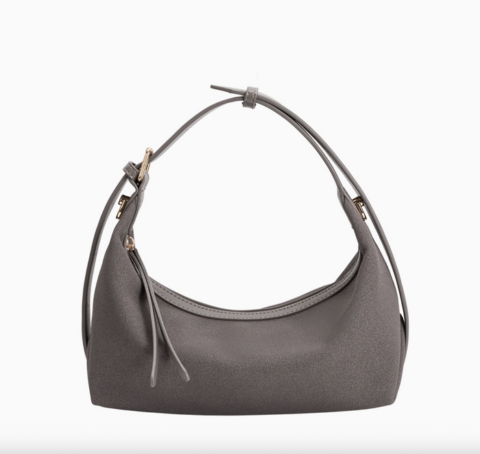D Lilith Gray Vegan Suede Top Handle Bag