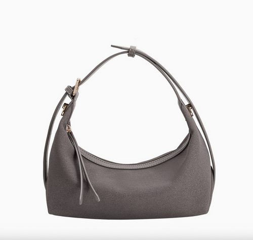 D Lilith Gray Vegan Suede Top Handle Bag