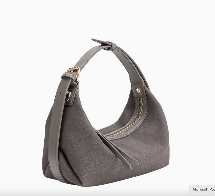 D Lilith Gray Vegan Suede Top Handle Bag