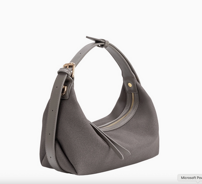 D Lilith Gray Vegan Suede Top Handle Bag