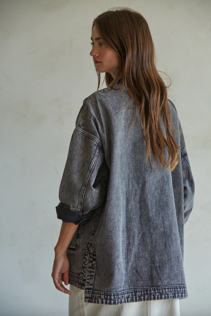 D Woven 100% Cotton Washed Denim Jacket