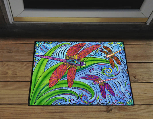 Dancing Dragonflies Door Mat