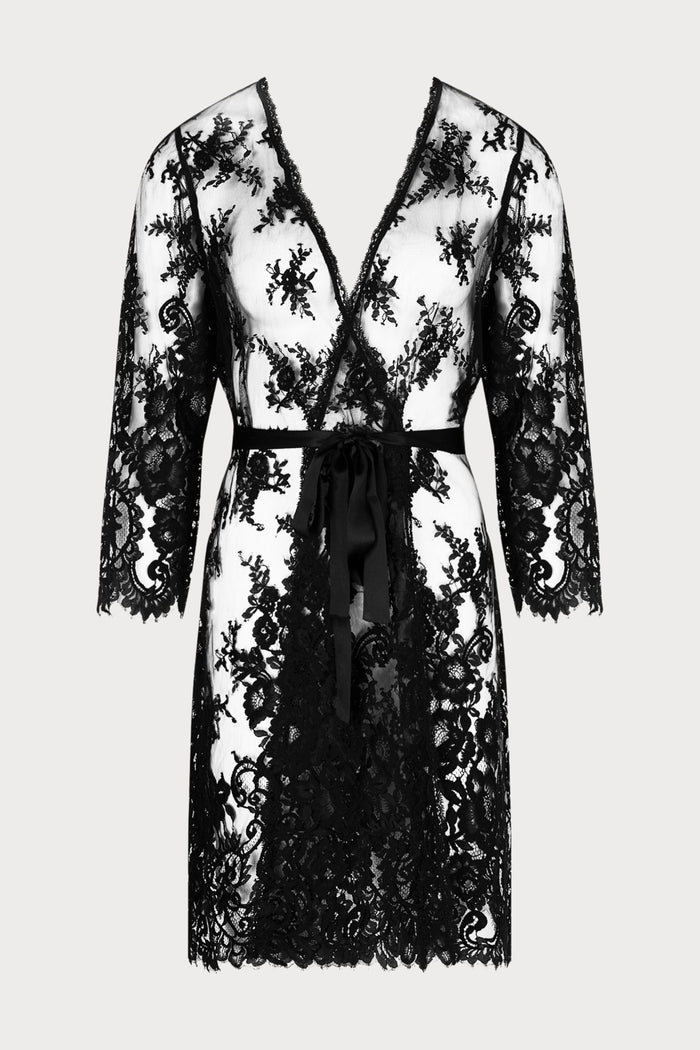 Lise Charmel Black Lace Mid-Length Robe | Désirs de Venise