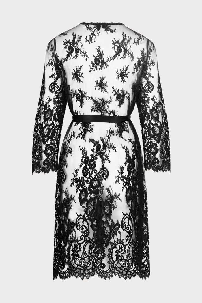 Lise Charmel Black Lace Mid-Length Robe | Désirs de Venise