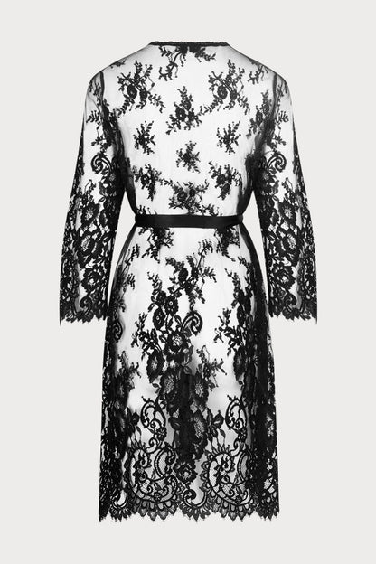 Lise Charmel Black Lace Mid-Length Robe | Désirs de Venise