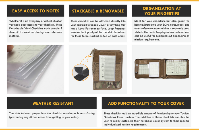 Detachable Vinyl Checklists (for 4x8" Paper), 5 pages/10 views, stackable