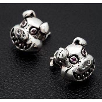 gothic earrings pig devil design