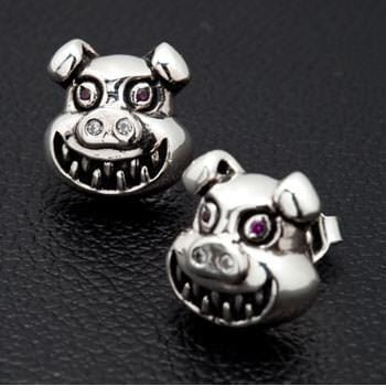 pig devil earrings sterling silver