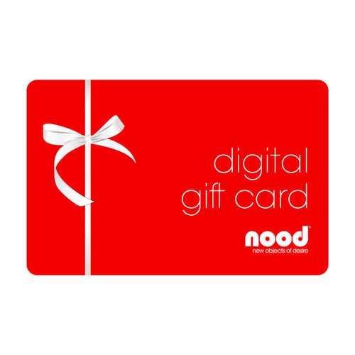 Digital Gift Card with red design, white ribbon and nood logo