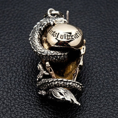 Back view of dragon skull pendant showing wrap design and 925 hallmark area