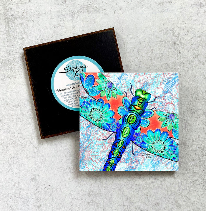 Dragonfly Flowers Magnet