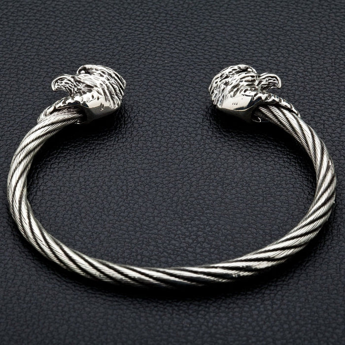 Men’s sterling silver eagle head cuff bracelet