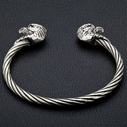 Men’s sterling silver eagle head cuff bracelet
