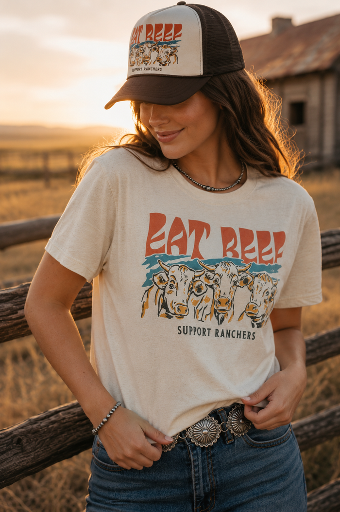 Eat Beef Support Ranchers Graphic TeeCementS