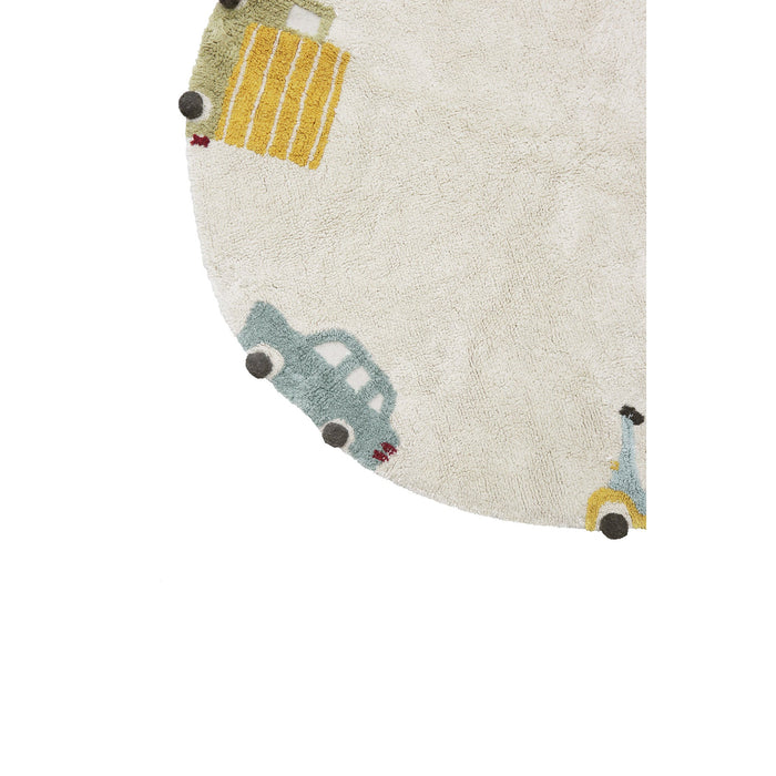 Eco-City Wheels Washable Round Area Rug - Rugs by Roo